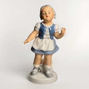 Vintage Gerold Bavaria Porcelain Girl Figurine Blue Dress Hand Painted W Germany